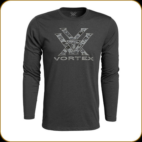 Vortex - Men's Long Sleeve T-Shirt - Digi Camo Core Logo - Charcoal Heather - Small - 221-04-CHH-S