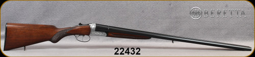 Consign - Beretta - 12Ga/2.75"/30" - SxS Shotgun - Checkered Select Dark Walnut Prince of Wales Grip Stock/Engraved Nickel Receiver/Blued Barrels, Double Trigger, Fixed (M/F) Chokes, Extractors - Very low use