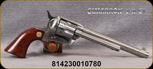 Cimarron - 357Mag - Model 'P' - Single Action Revolver -  One-Piece Walnut Grip w/Inlaid Medallion/Pre-War Frame/Stainless Finish, 7.5" Barrel, Mfg# MP4505