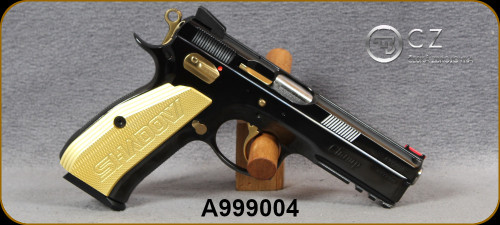Consign - CZ - 9mm - Model 75 SP-01 Shadow Champion - 1 of 333 Worldwide - Limited Edition - Semi-Auto - Gold Aluminum Grips/Black Finish w/Gold Accents/Stainless, 4.5"Barrel - unfired, in original Buffalo Leather CZ case