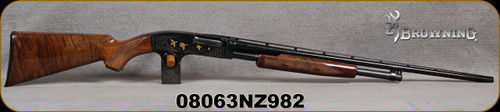 Consign - Browning - 410Ga/3"/26" - Model 42 Grade V - Pump Action Shotgun - High Grade Gloss Walnut/Game-Scene Engraved Receiver w/Gold Inlay/Blued, Vent-Rib Barrel, Fixed Full Choke
