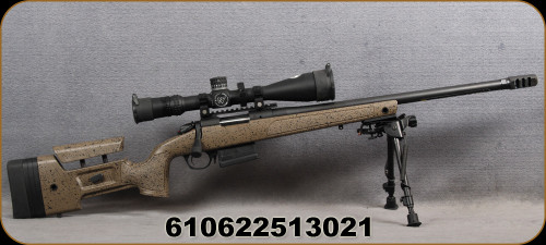 Consign - Bergara - 308Win - B14 HMR - Tan Speckle Bergara HMR Molded Stock/Blued, 20.5"threaded barrel, c/w Harris Bipod, MDT Brake, Nightforce, NXS, 5.5-22x50mm, SFP, ZeroStop, .250 MOA, Illuminated, MOAR Ret, Mfg# C433 - orig.scope box