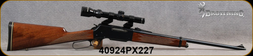 Consign - Browning - 22-250Rem - Model 81 BLR - Lever Action - Select Walnut English-Grip Stock/Blued Finish, 20"Barrel, Factory Sights, Gold Trigger, c/w Tasco Pronghorn, 1.75-5x20, Plex reticle