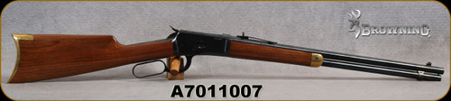 Consign - Browning - 44RemMag - Model B92 Carbine - Walnut Straight-Grip Stock w/Brass Crescent Butt plate & Forend Tip/Blued Finish, 20"Round Barrel, Gold Plated Trigger