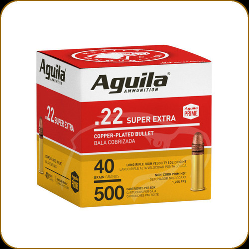 Aguila - 22 LR - 40 Gr - Super Extra - Copper Plated High Velocity Solid Point - 500ct - 1B221115