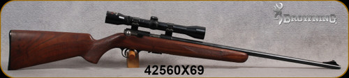 Consign - Browning - 22LR - T-Bolt - Grade II Walnut Stock/Blued Finish, 22"Barrel, c/w Nikko Stirling, 4x32, crosshairs reticle