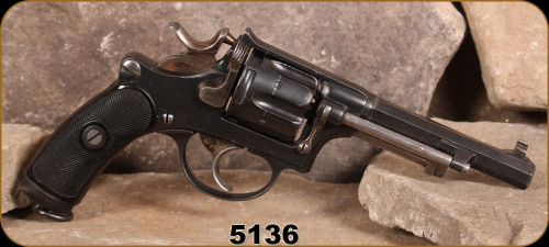 Used - Swiss Ordnance - 7.5Swiss - Model 1882 - Antique Revolver - Black checkered grips/Blued Finish, 4.5"Barrel, stainless hammer & Trigger - Letter of antiquity included - NO PAL REQUIRED - S/N 5136