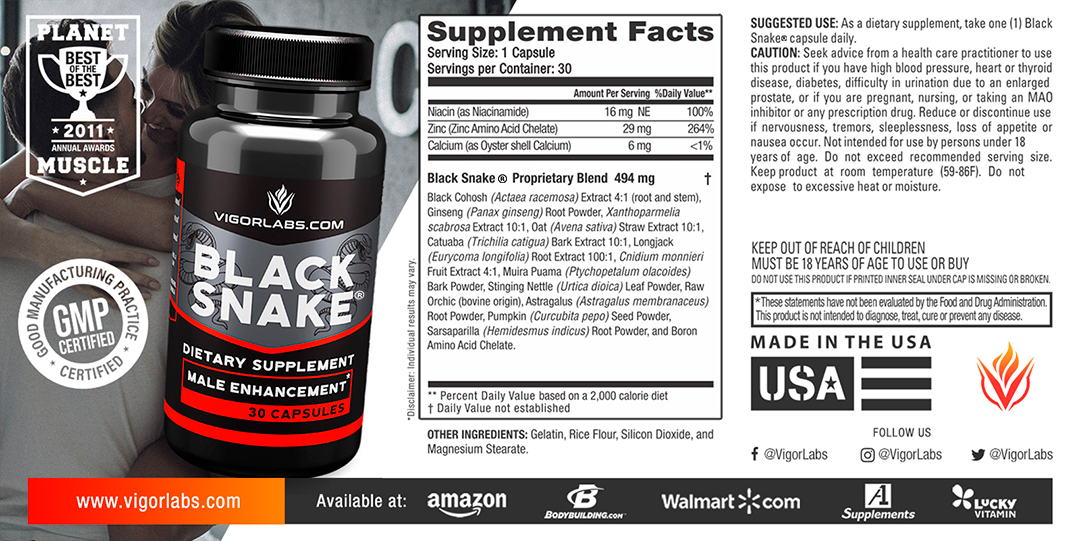 BLACK SNAKE supplement facts