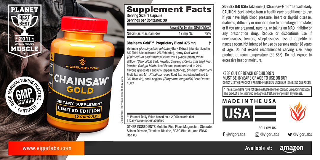 CHAINSAW GOLD supplement facts