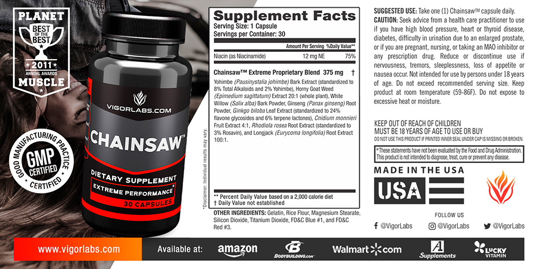 CHAINSAW supplement facts