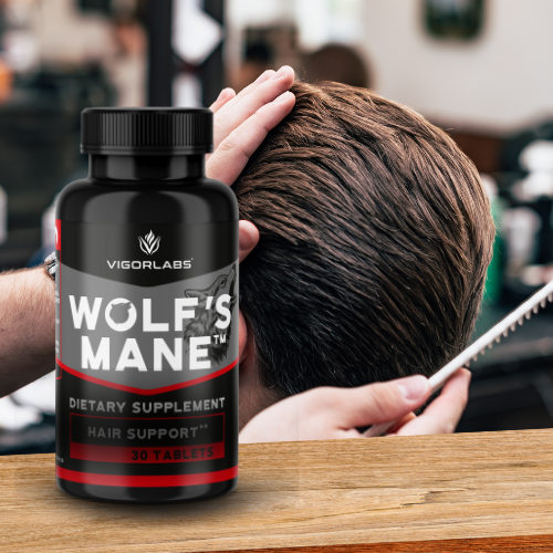 Bottle of Wolf's Man in barber shop