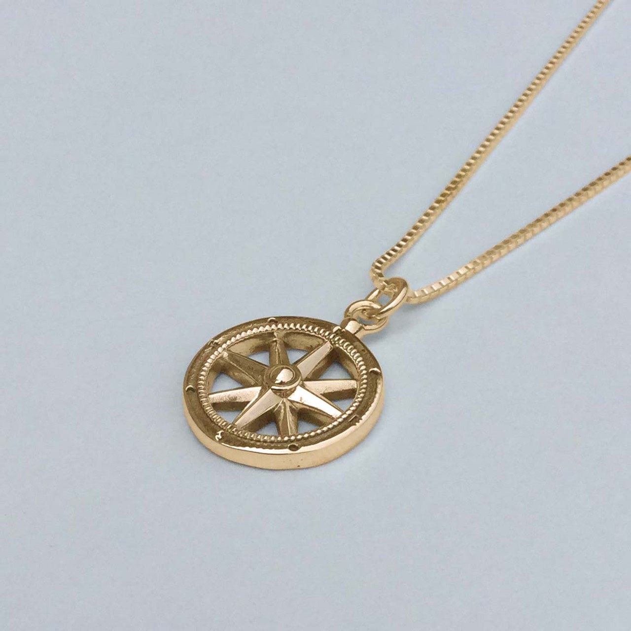 14K Yellow Gold Compass Medallion Necklace