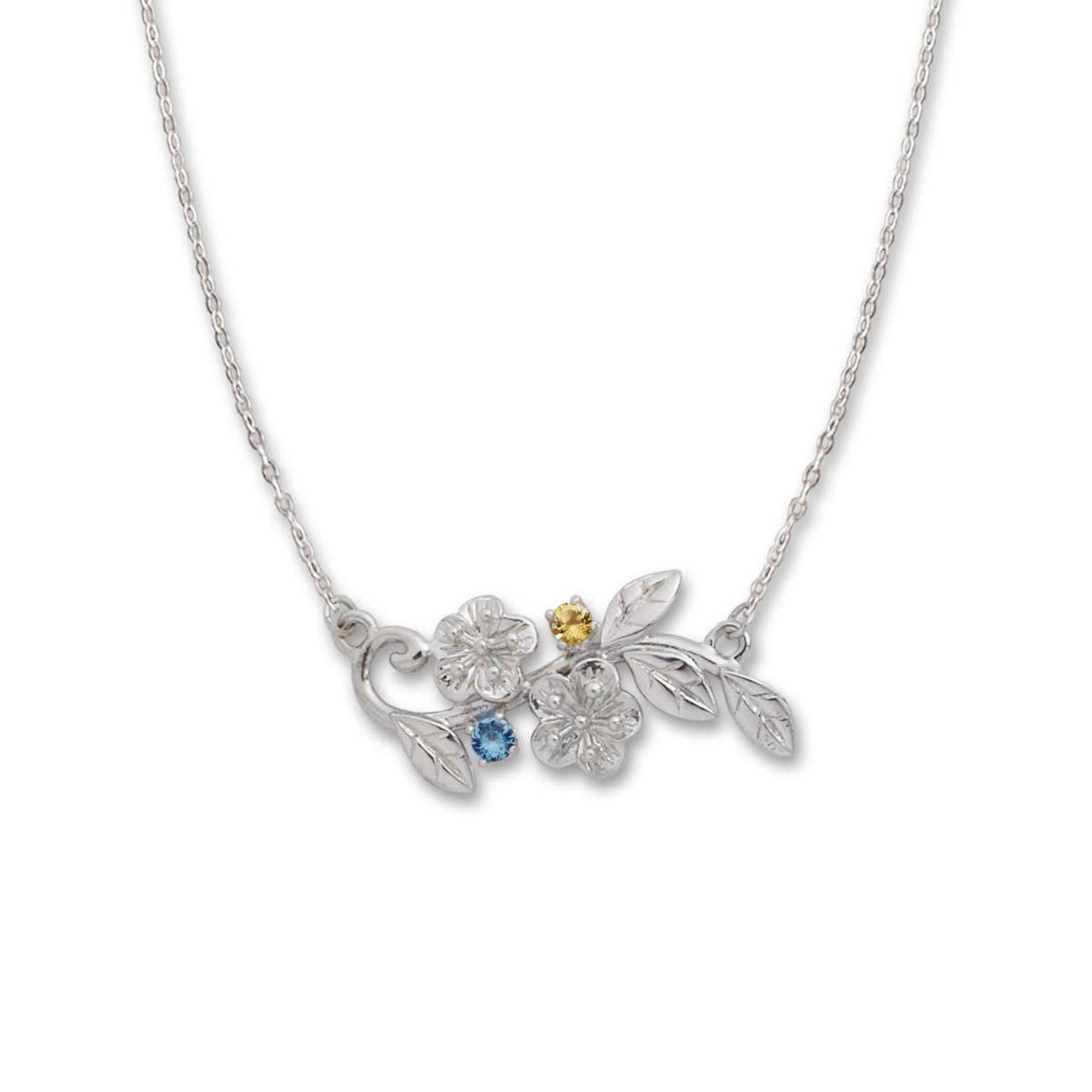 jhbreakell sterling silver birthstone bouquet necklace 2 stone 56070.1663967365