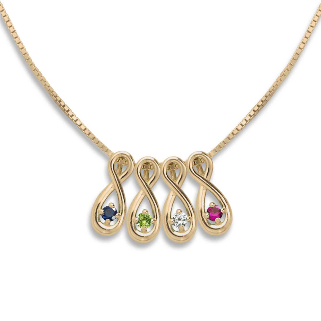 jhbreakell 14k gold infinity family necklace 4 stone 82519.1663967616