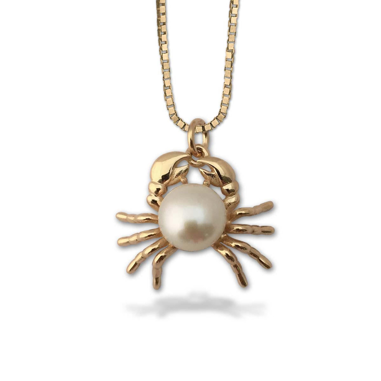 14k White Gold Small Crab Necklace 19”