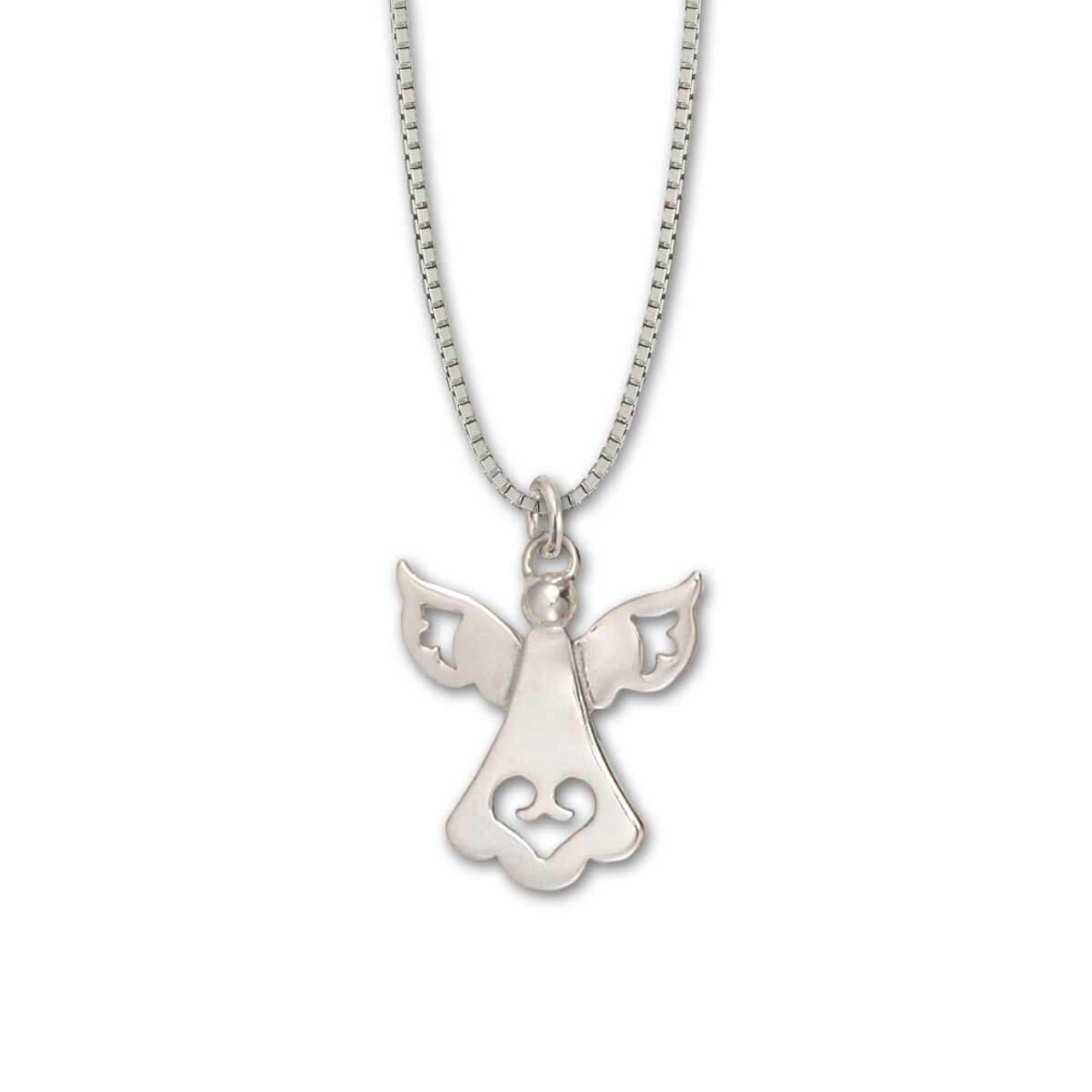 Small Silver Guardian Angel Necklace with Gem - Memorial Glass & Jewelry