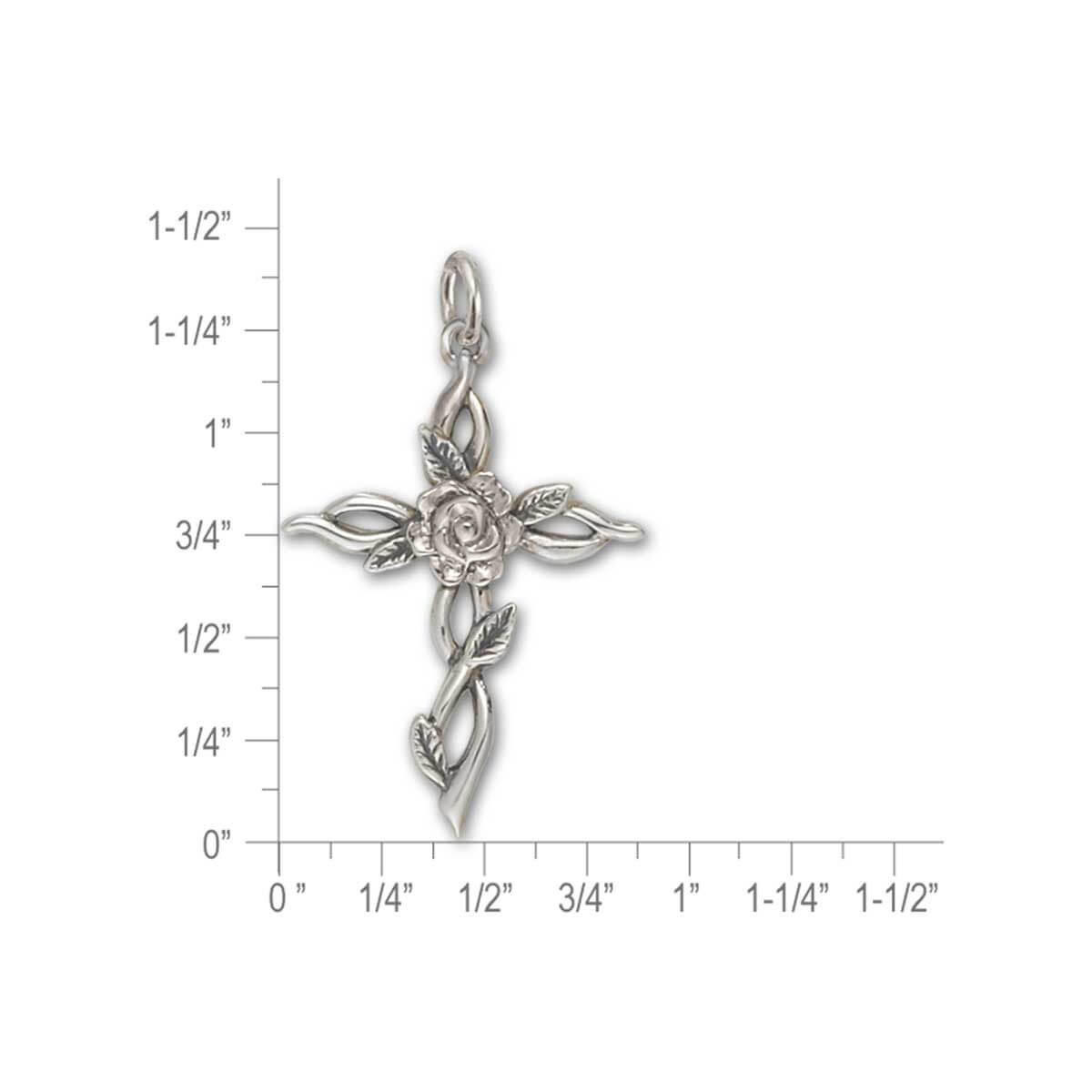 Sterling Silver Rose Vine Cross - JH Breakell and Co.