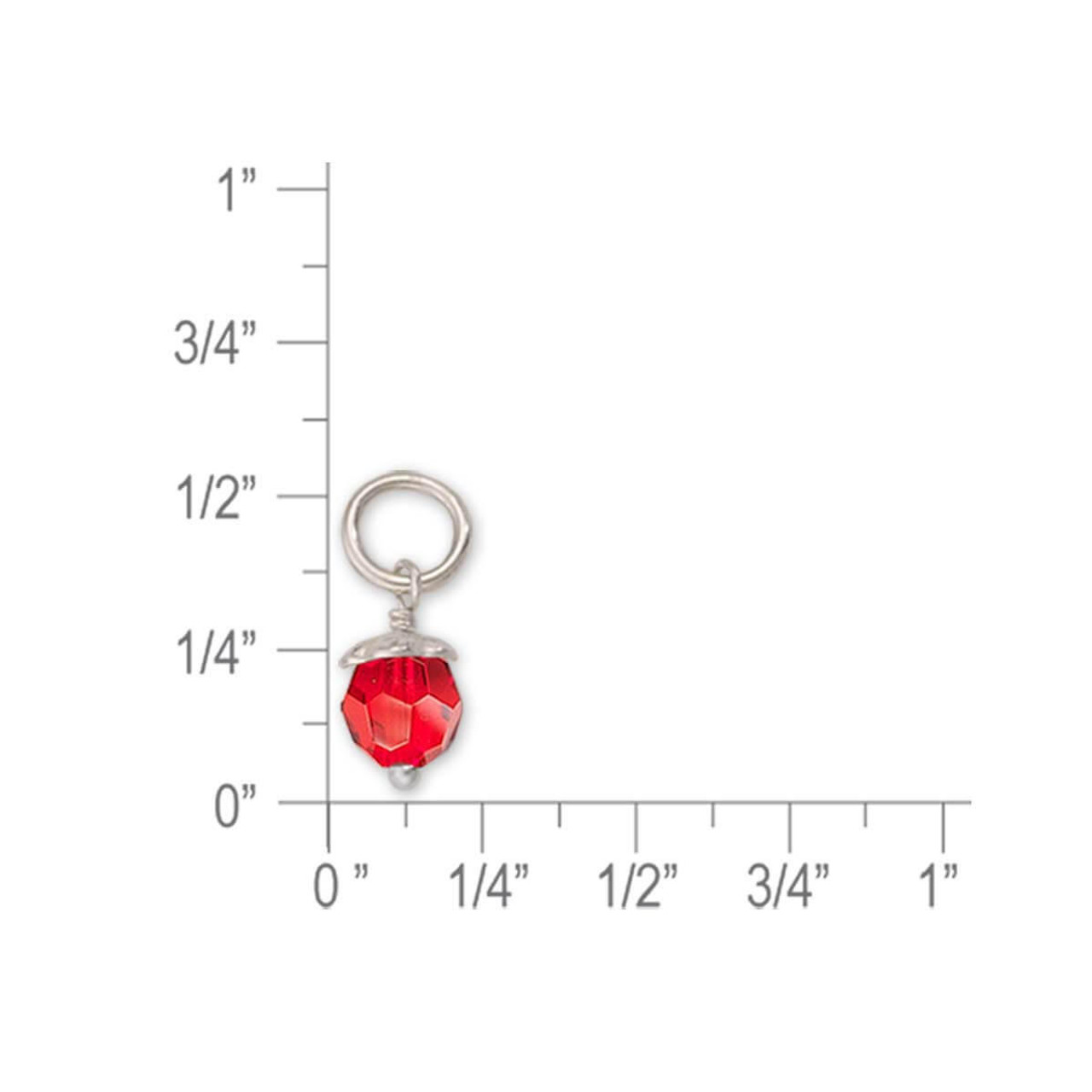 Sterling Silver Birthstone Bling July-Ruby Charm - JH