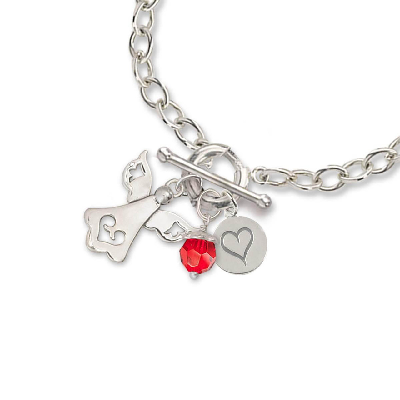 Sterling Silver Birthstone Bling July-Ruby Charm - JH