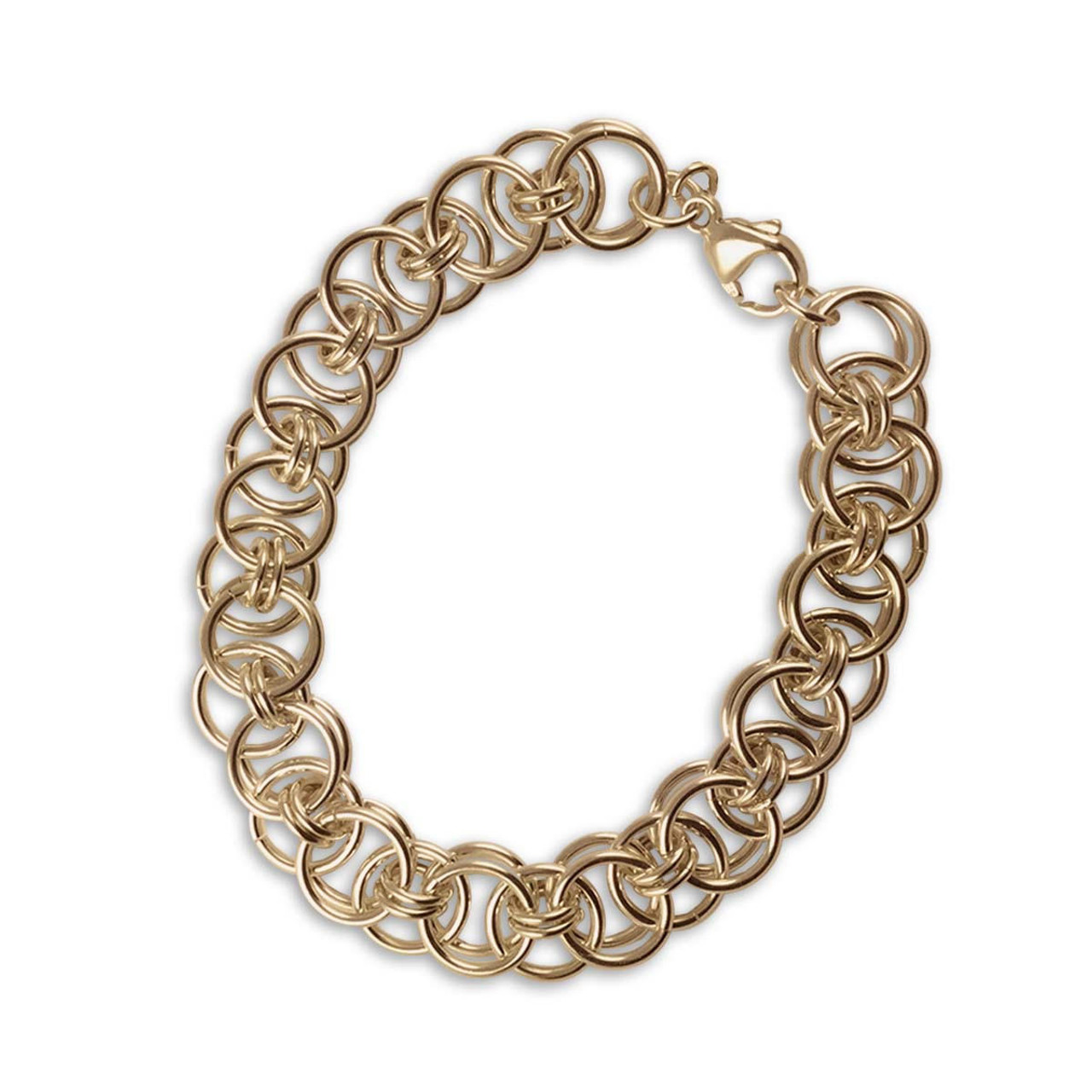 Double Link 14K Yellow Gold Charm Bracelet by Gold Rush