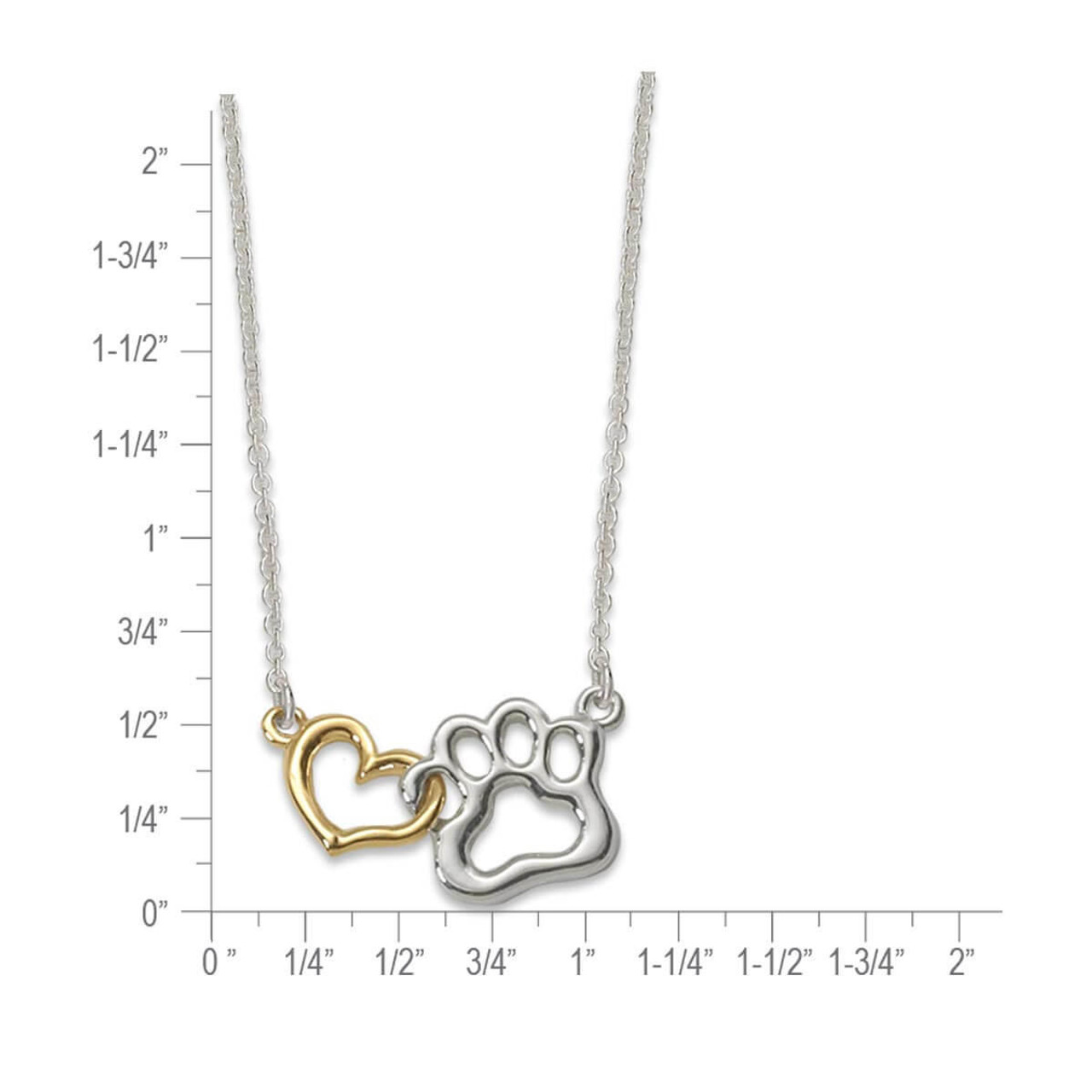 Paw Print Necklace Heart Silhouette Cat Dog Pet Lover Gift Sterling Silver  Chain | eBay