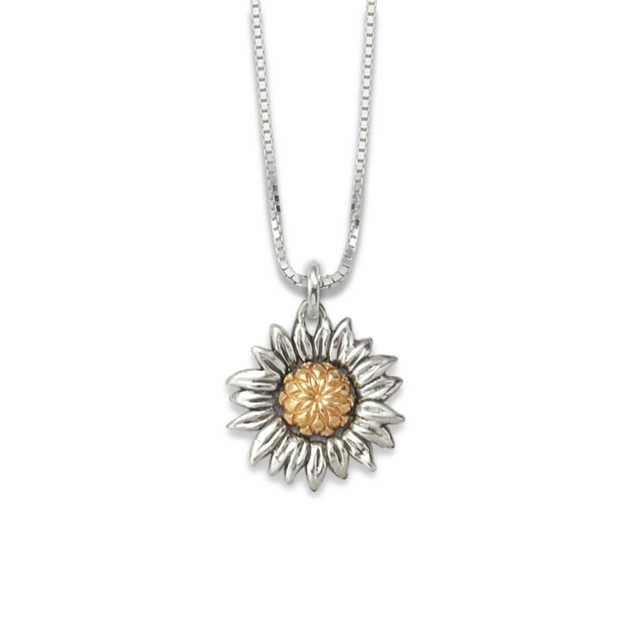 Stunning Gold or Silver Sunflower Pendant | LINK Jewelry