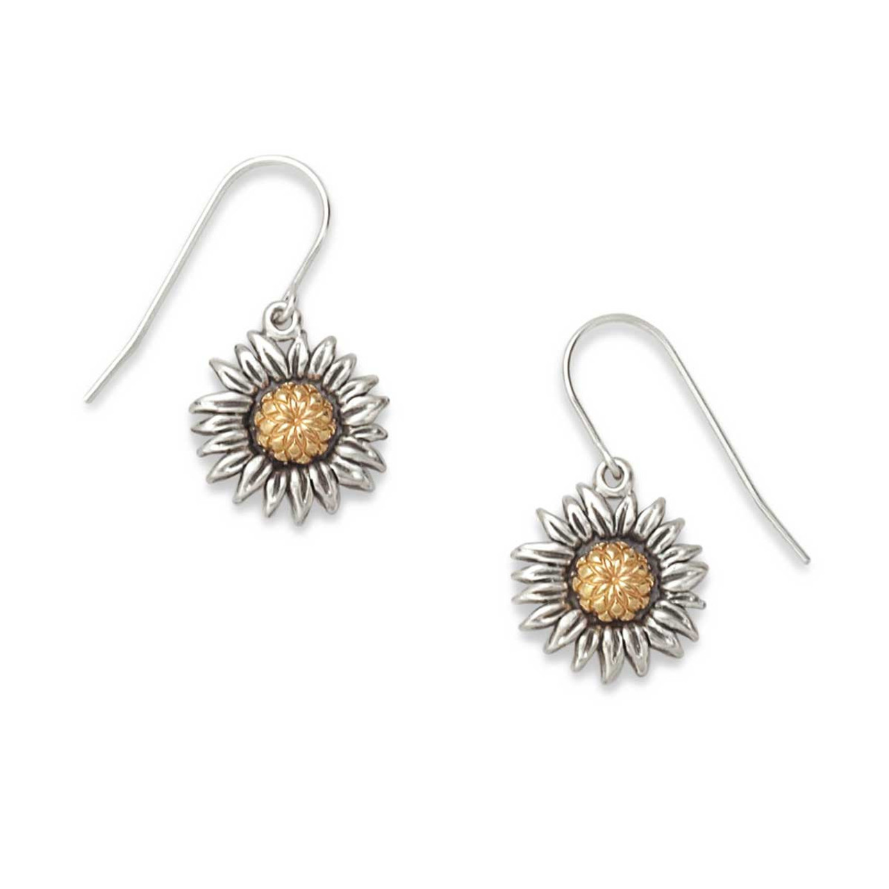 14k gold sunflower earrings