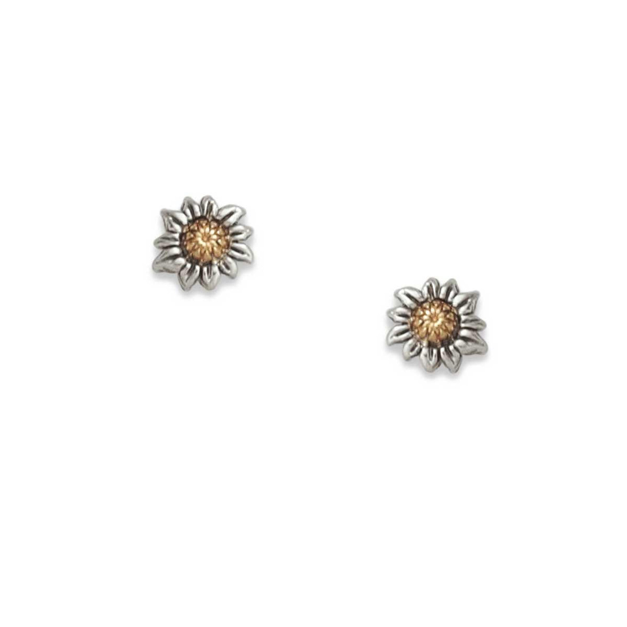 14k gold sunflower earrings