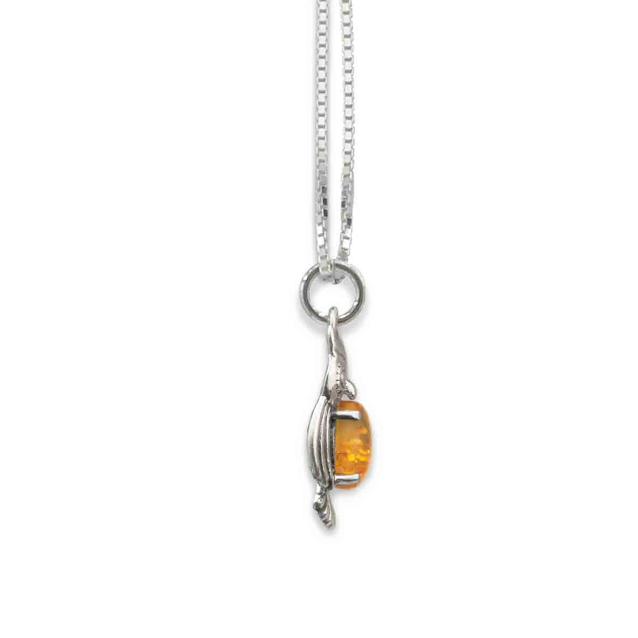 Cognac Amber Sterling Silver Pendant - Amberman