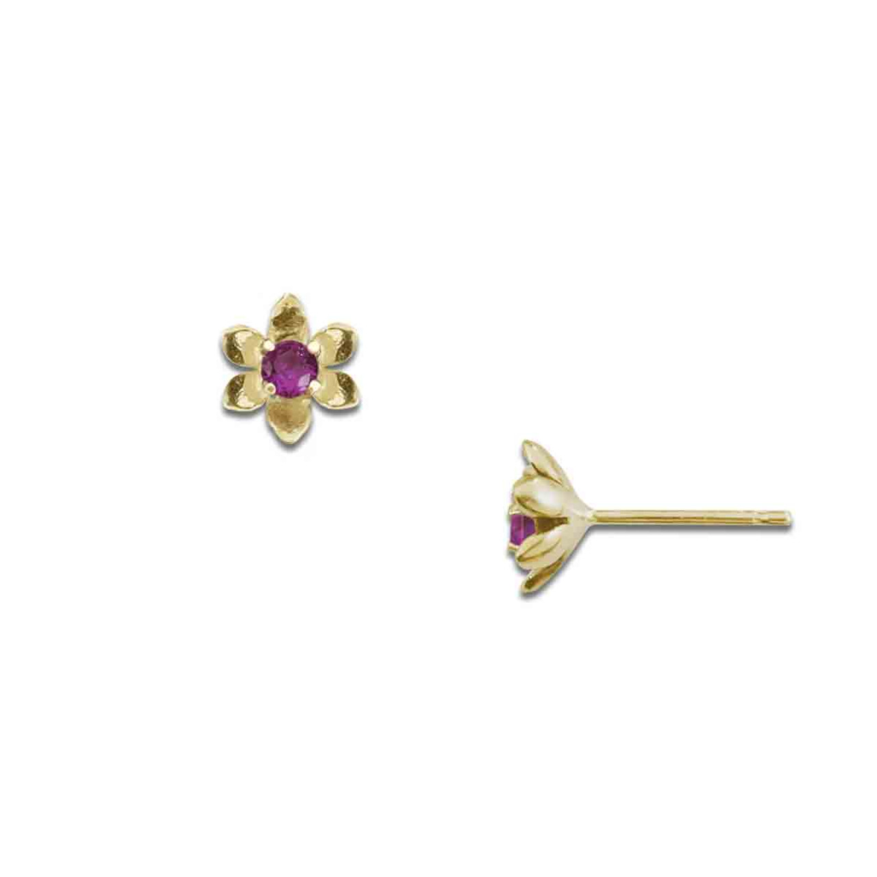 14k Gold Birthstone Stud Earring | Tiny Tags