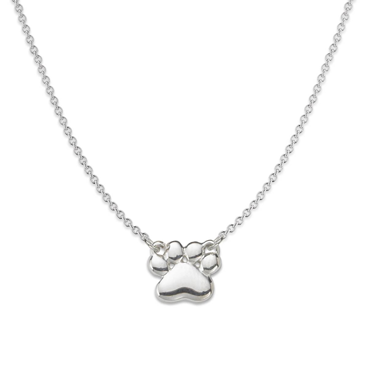 Sterling Silver Dog Paw Print Pendant Necklace