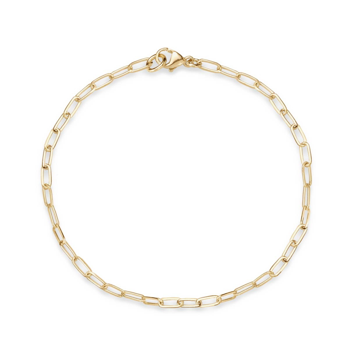 14K Gold 2.6mm Paperclip Chain Bracelet - J.H. Breakell and Co.