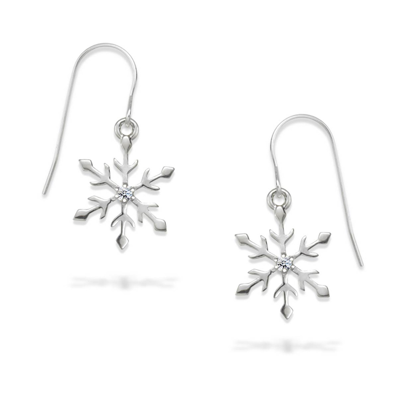【関税込み】Stairway Earrings in Diamonds/Silver Sterling Silver Genuine Diamond Snowflake Earrings - J.H.