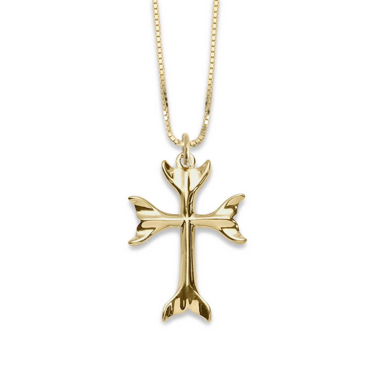 14k Gold Whale Tail Cross Pendant - J.H. Breakell and Co.