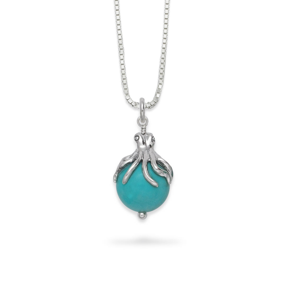 Sterling Silver Octopus Pendant with Turquoise Stone