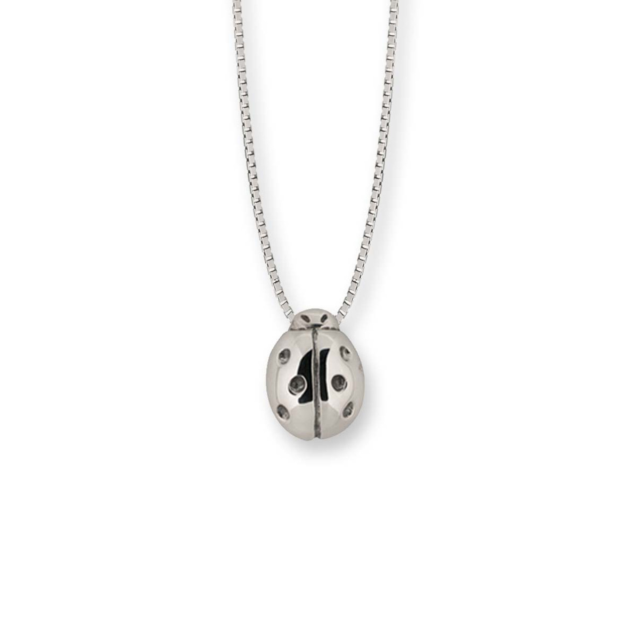 925 Sterling Silver CZ Ladybug Necklace Platinum Plated Pendant