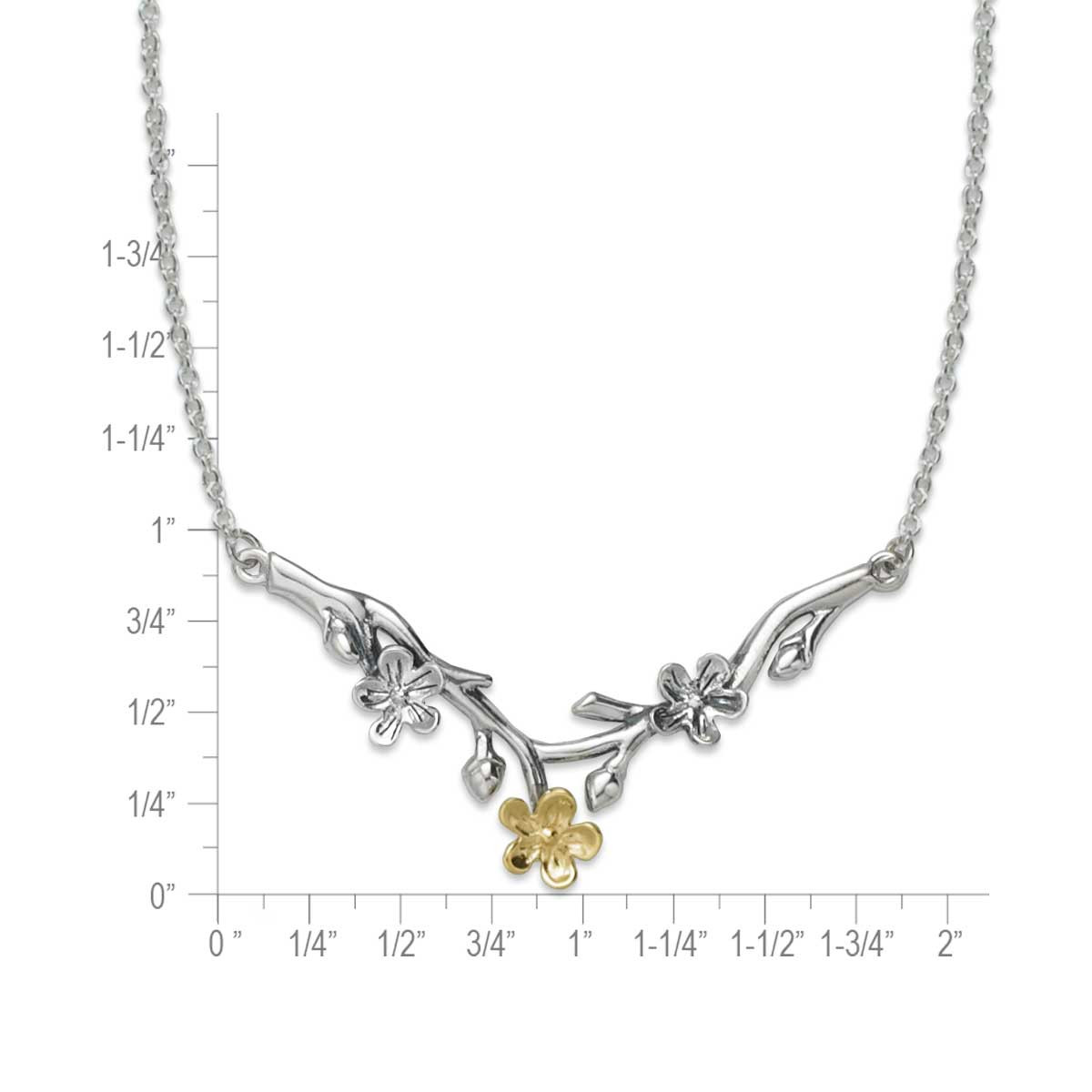 Sterling Silver & 14k Gold Cherry Blossom Necklace - J.H. Breakell