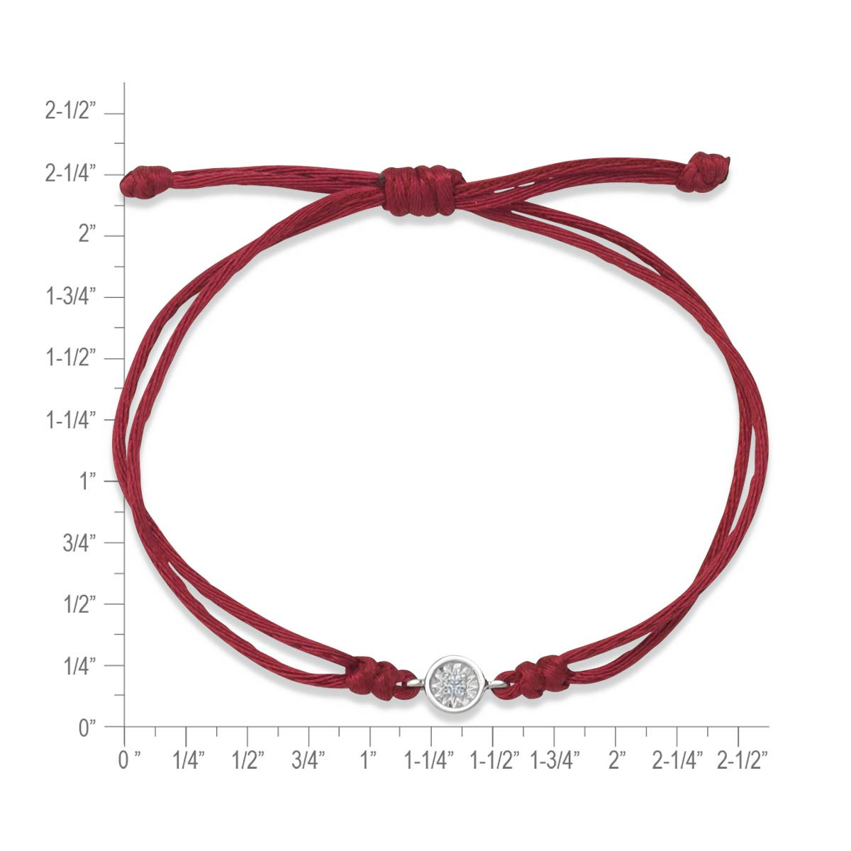 Sterling Silver Solaris Lab Created Diamond Red Cord Bracelet