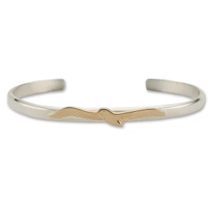 Open back Sterling Sliver & 14kt Seagull Bangle
