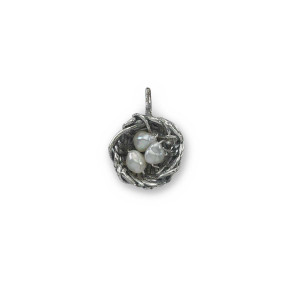 Sterling Silver Bird's Nest Charm 5/8" Long