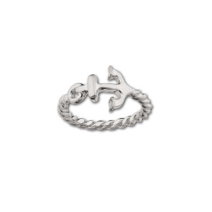 Sterling Silver Anchor Ring with a Rope Band