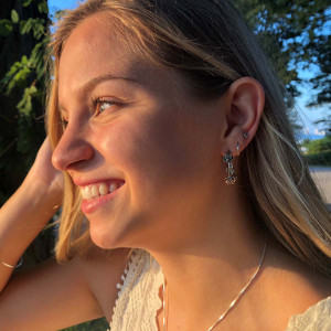 Sterling Silver Rose Vine Hoop Earrings