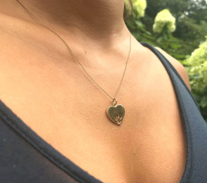 14K Gold Paw Print Heart Pendant