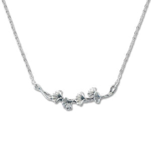 Sterling Silver Ginkgo Necklace Symbol of Resilience & Hope