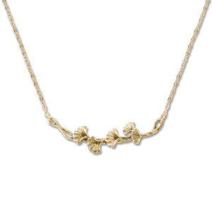 14kt Gold Ginkgo Necklace Symbol of Resilience & Hope