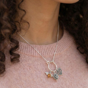 Sterling Silver Hand Forged Charm Holder Necklace