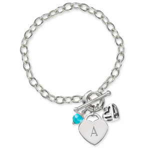 Sterling Silver Toggle Charm Holder Bracelet