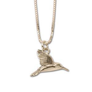 Adorable 14kt Gold Hummingbird Pendant