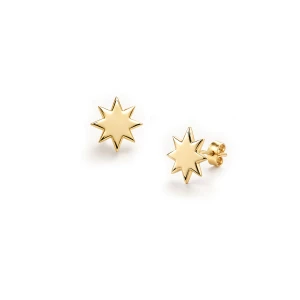 14K Gold North Star Stud Earrings