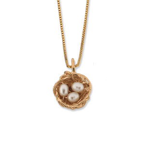 14kt Gold Bird's Nest Pendant with Freshwater Pearls